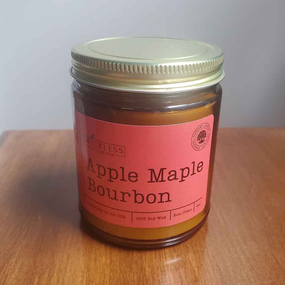 Scentury Apple Maple Bourbon Candle - 100% Soy Wax, Wickless